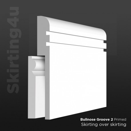 Bullnose Groove 2 MDF Skirting Board Cover (Skirting Over Skirting)
