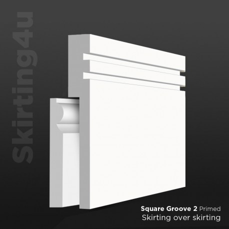 Square Groove 2 MDF Skirting Board Cover (Skirting Over Skirting)