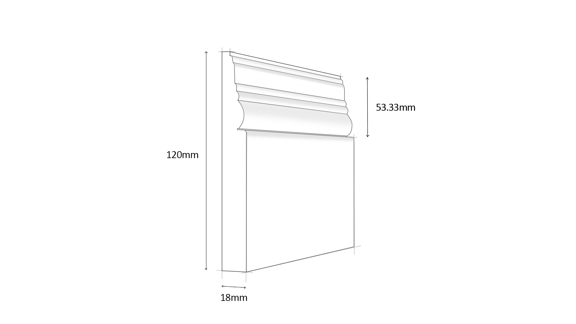 Antique MDF Skirting Board with profile dimensions