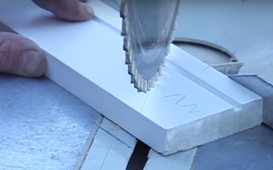 Cutting architrave at correct angle on mitre saw